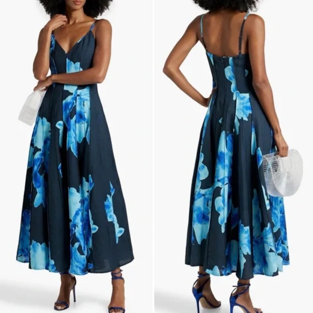 NICHOLAS Blue Floral Midi Dress